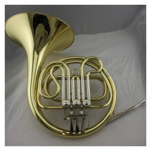 F Key Brass French Horn with Cupronickel Tuning Pipe, Gold Lacquer Finish, Clear Balanced Tone