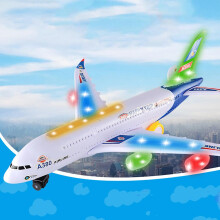 Veľké elektrické lietadlo kompatibilné s modelom A380, 43 cm s blikajúcimi svetlami a zvukmi, hračka na tlačenie a jazdu pre deti od 3 rokov