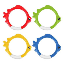 Fish Shaped Pool Diving Rings, 4 Piece Multicoloured Set, Easy to See and Grab Upright Floating Pool Toys