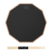 12 Inch Double Sided Drum Practice Pad Set with 5A Drumsticks, Silent Snare Feel for Beginners Black