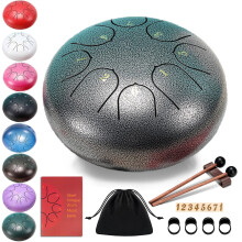 6 Inch 8 Tone Steel Tongue Drum Handpan for Beginners with Mallets Bag Silver
