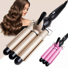 Professional Ceramic Hair Curler for Home Use, 3 Barrel Design Negative Ion Care, Adjustable Temperature, Rose Gold