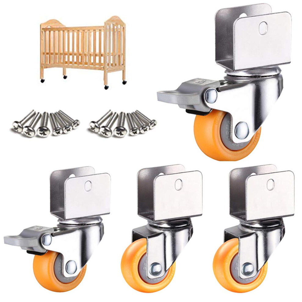 2 Inch Nylon Caster Wheels With Ushaped Bracket, Heavy Duty Swivel Furniture Casters, Lownoise 360 Rolling 9073542438892