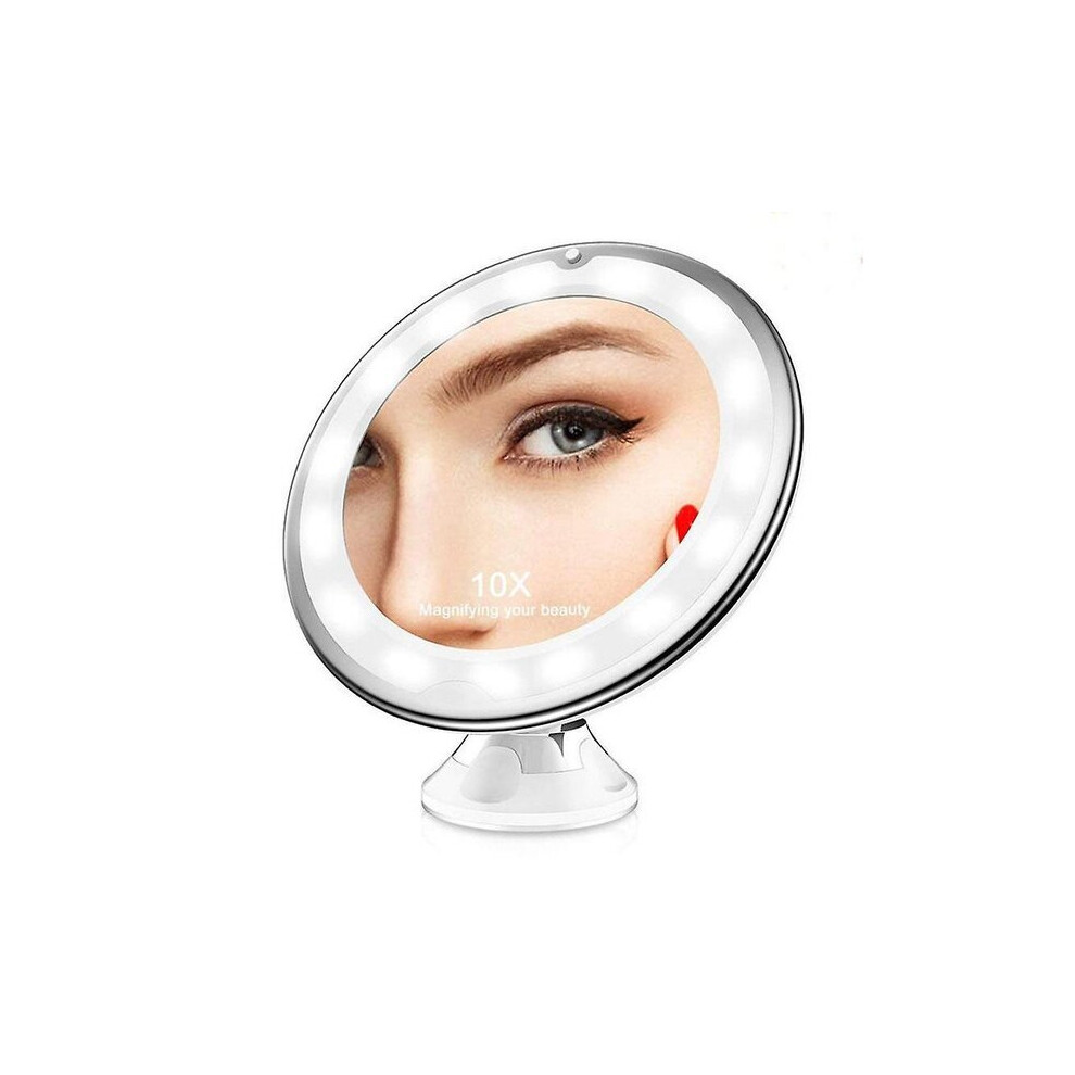 Light 10X Magnifying Mirror With Dual Brightness Led 360 Rotating Suction Cup Mount