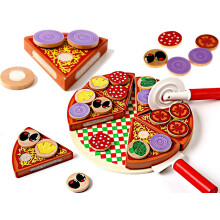 27-teiliges Pizza-Set aus Holz, DIY-Deko-Spielzeug mit Spielzeugmesser, Pfannenwender und Teller für Kinder zum Rollenspiel