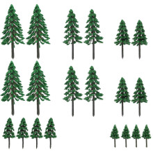 Miniatuurmodelbomen, 20-delige set met realistische details, plastic landschapsbomen voor diorama's, spoorwegarchitectuur.