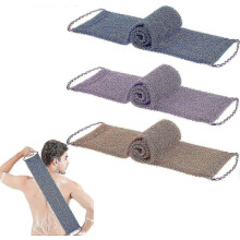 Exfoliërende lichaamsscrubber met handgrepen voor de rug, 80 cm lang, sneldrogend nylon net, 3-delige set in diverse kleuren