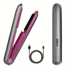 Wireless Hair Straightener and Curler 2 in 1, Fast Heat Up for Smooth Hair and Long Lasting Curls, Portable Design