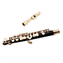 C Key Piccolo Flute HalfSize Bakelite Body Gold Plated with Padded Case for Students