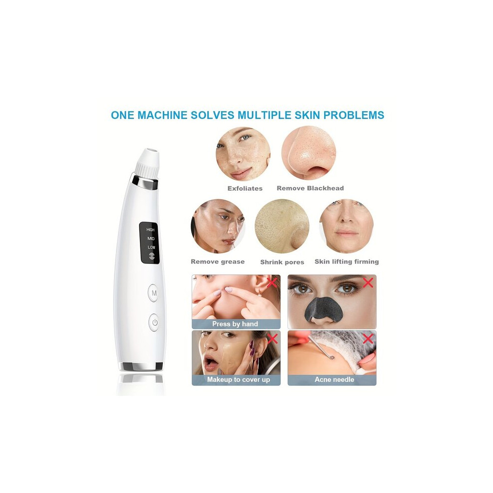 Electric Pore Cleanser Vacuum with 5 Replaceable Heads, Facial Cleansing Device for Blackhead Removal Using Suction Technology