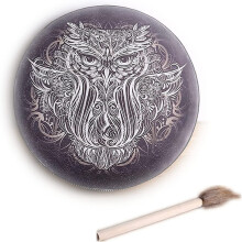 Handmade Owl Design Shaman Drum with Drumstick for Sound Healing and Meditation