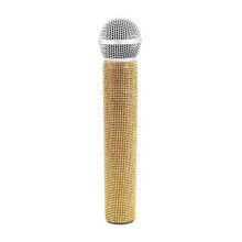 Lelumikrofoni kimaltelevalla zirkoniumoksidilla, metalliritilällä, kannettava, kevyt, 24 cm lavaesiintymiseen, karaokelauluun