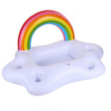Posavasos inflable para piscina con 4 portavasos y bandeja de hielo integrada. Válvula de inflado rápido. Balsa de PVC para piscina para adultos.