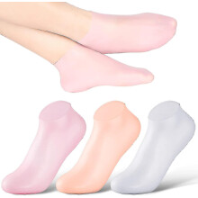 Feuchtigkeitsspendende Gelsocken, 3er-Set, wiederverwendbare Silikonsocken mit Anti-Rutsch-Noppen für die Fußpflege zu Hause