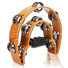Tambourine with Double Row Metal Bells, Ergonomic Half Moon Grip for Adults KTV Party