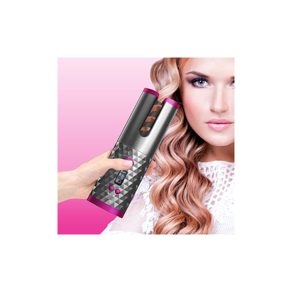 Cordless Curling Wand for Automatic Curls, Smart Anti-Scald Sensor 60-Minute Runtime, 2 Direction Control