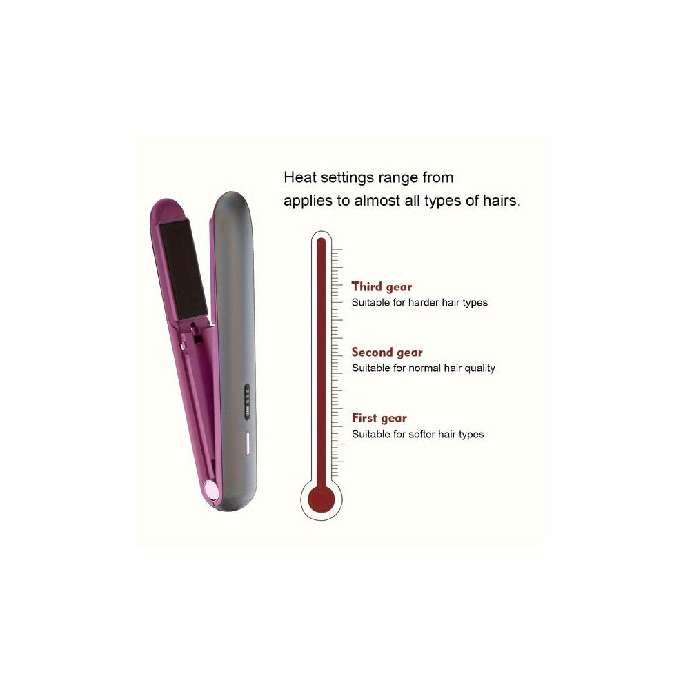 Wireless Hair Straightener Curler, Portable Design with Fast USB Charging for All Hair Types