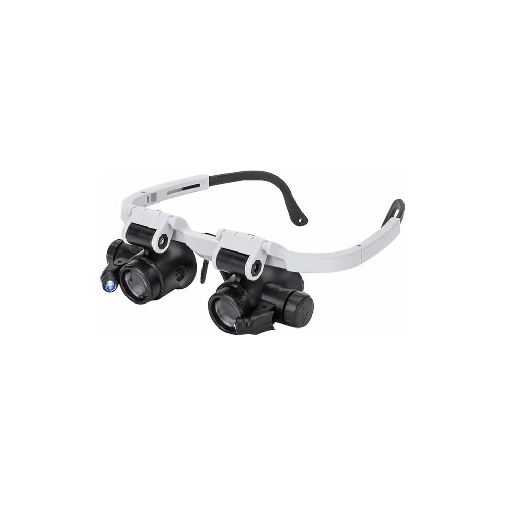 Adjustable Headband Magnifier with 8X 15X 23X Lenses Detachable Outer Lens, Dimmable LED for Detailed Work