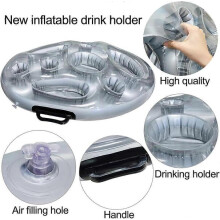 Soporte inflable estable para bebidas con 8 orificios y reposabrazos laterales, soporte flotante para piscina, bañera o playa.