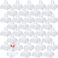 36 Pcs White Metal Cowbell Noisemakers with Handle for Sporting Events and Loud Cheering 3 Inch