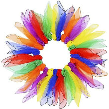 Conjunto de 24 Lenços de Malabarismo, 6 Cores Assortidas, Quadrado de 60cm para Atividades de Dança, Magia e Movimento Musical