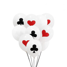 Poker Theme Latex Balloons, Set of 12 for Casino Night Birthday Party Decor, 12 Inch Balloons with Classic Card Design
