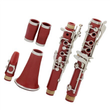 Bb Clarinet for Students Red Bakelite Body 17 Copper Nickel Keys Clear Bb Flat Tone with Case