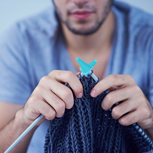 12Pcs Blue Knitting Accessories Silicone Needle Tip Covers 2