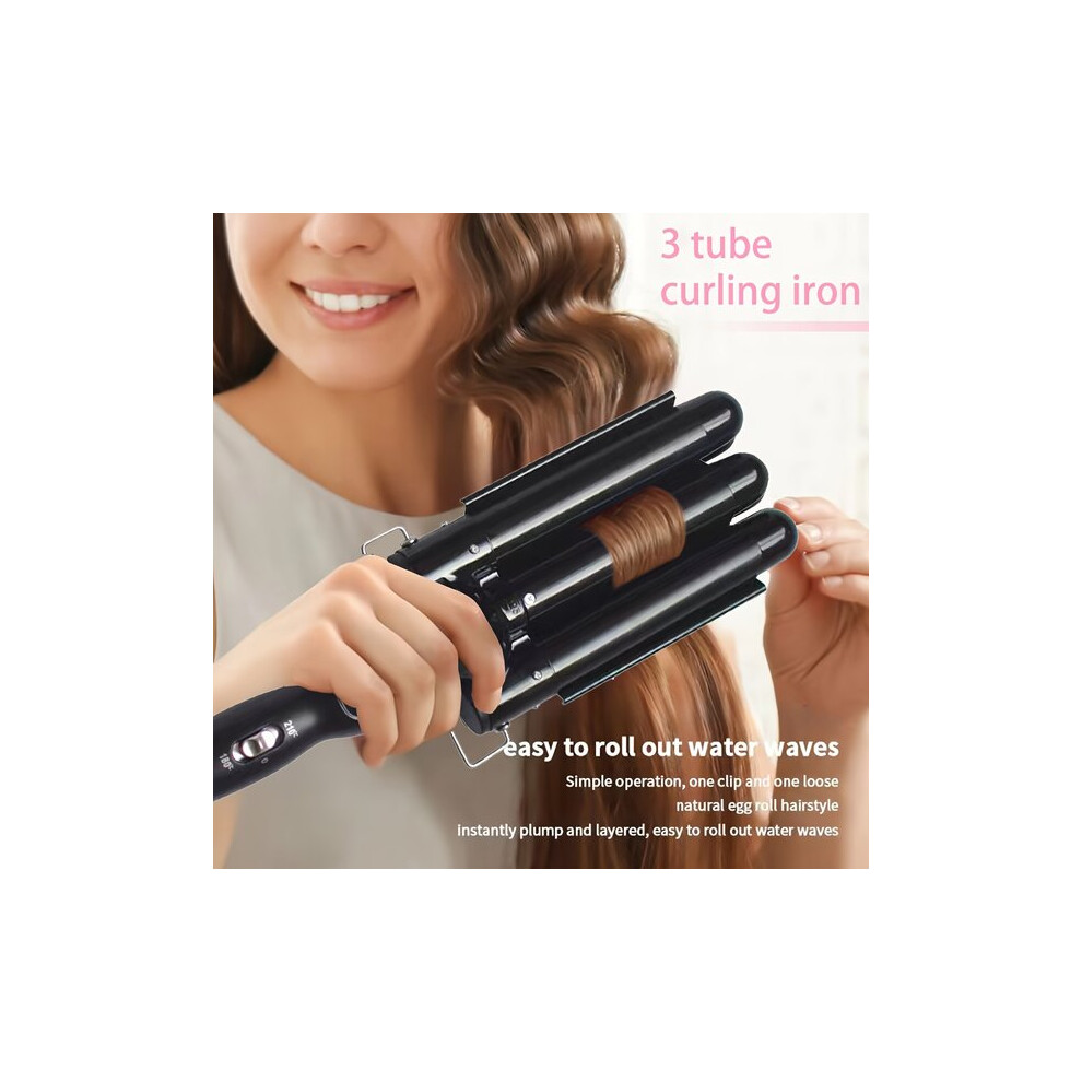 3-Barrel Curling Wand with Even Heat Distribution, Creates Long-Lasting Waves and Curls for Daily Styling