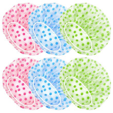 Shower Cap Set with Elastic Edge for Long Thick Hair Waterproof Reusable 6 Pieces for SPA Bathing Makeup Hair Care - Assorted Colours