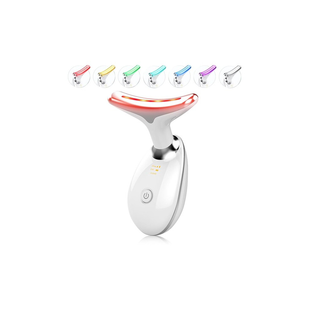 Red/Amber/Light Facial Massager For Face And Neck With Modes, Heating, Vibration, Handheld Facial Device For Daily Facial And Neck Care