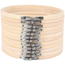 Wooden Embroidery Hoop Set 12 Pack, 7 Inch Lightweight Bamboo Hoops, Smooth Sanded for Ribbon Wool Embroidery