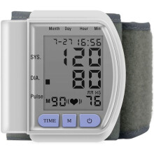 Ciśnieniomierz nadgarstkowy do użytku domowego, cyfrowy wyświetlacz LCD, monitoruje nieregularne tętno, z pamięcią 90 odczytów, model krf042559