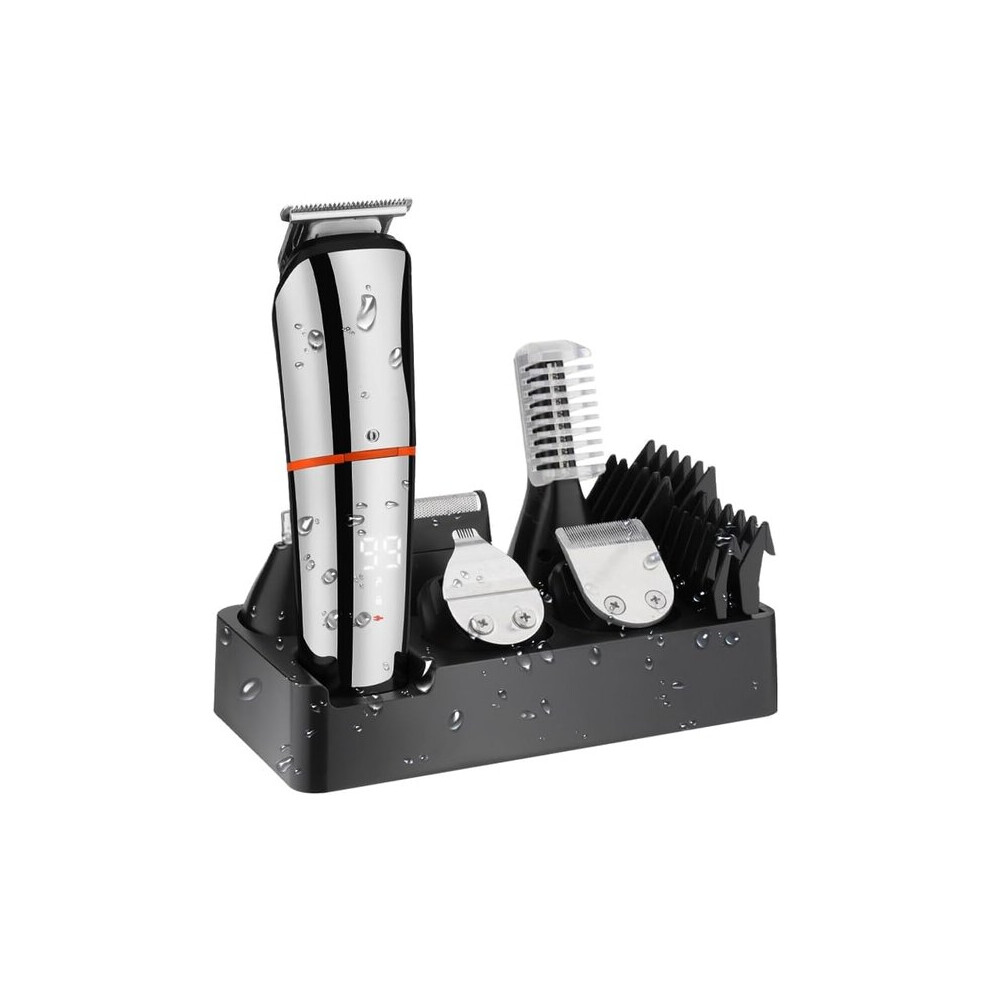 Rechargeable Beard Trimmer for Men with Nose Hair Clipper 6 Detachable Heads