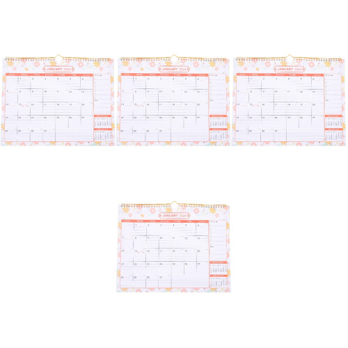 4Pcs Assorted Color Paper Wall Calendars Practical Room Daily Use 2024 2