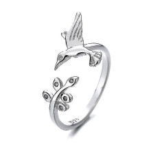 Kolibrie ring 925 sterling zilver, verstelbare maat 6 tot 9, lood- en cadmiumvrij, ingelegd met AAA kubische zirkonia