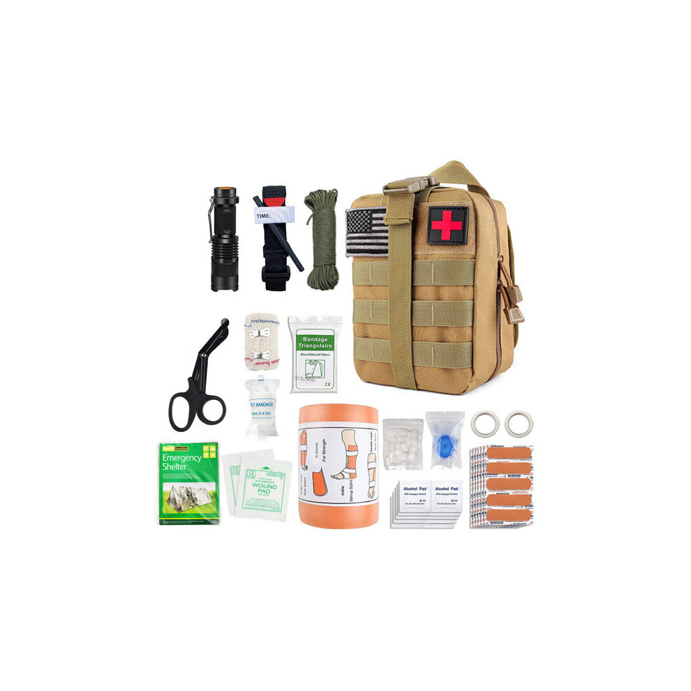 First Aid Kit 22 Pieces with Tourniquet, CPR Mask Emergency Blanket in Tactical Pouch