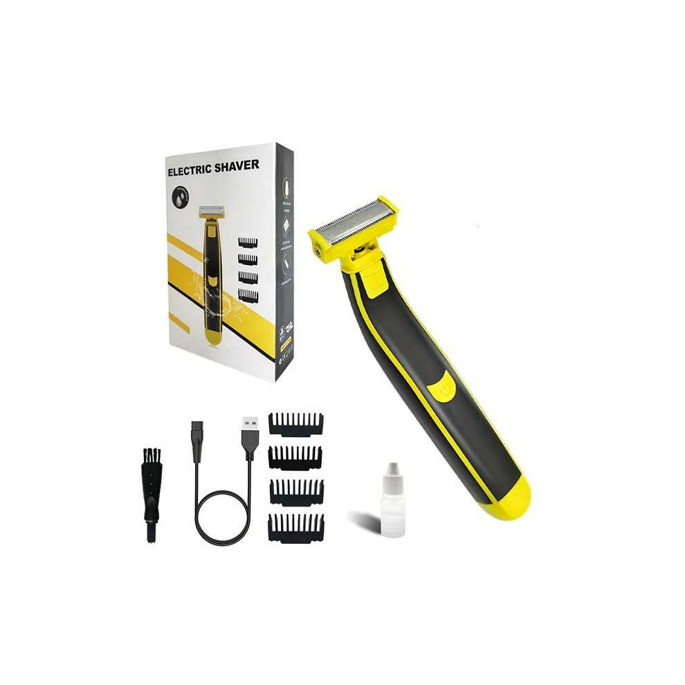 Rechargeable Men's Electric Shaver Trimmer, Waterproof for Shower Use, Whole Body Grooming with Precision Blades