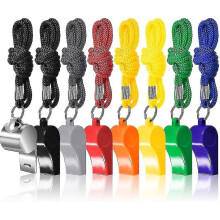 Loud Sound Whistle with Lanyard 8-Pack Multicoloured Plastic Stainless Steel for Hands-Free Use Training Survival Schools
