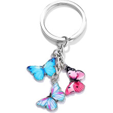 Keychain with Non-Fading Butterfly Charm, Colourful Cute Pendant for Bag Zipper Pull and Wallet Accessory, Lightweight Handbag Decoration