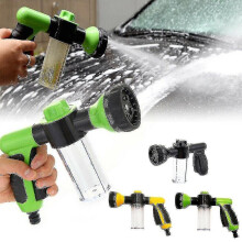 Portable Pet Sprayer with 8 Adjustable Modes, Integrated Soap Dispenser and 3 Foam Settings for Effortless Washing, Trigger Lock Design
