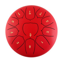 11 Note 10 Inch Steel Tongue Drum D Key Handpan for Meditation Yoga Sound Healing Red 25cm
