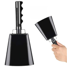 9 Inch Black Metal Cowbell with Handle Loud Clear Ringing for Sporting Events and Football Games