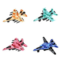 Alloy Pull Back Airplane Toys Set of 4, Friction Powered No Batteries, Encourages Hand-Eye Coordination, Durable Mini Travel Toys
