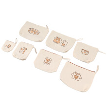 7pcs Waterproof Bear Print Travel Organizer Bag, Canvas Storage Set