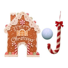 Weihnachtsgolfspiel-Set als Familiengeschenk – Holz-Lebkuchenmotiv mit weichen Zuckerstangen-Schlägern für Weihnachtsfeiern
