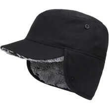 Heren wintermuts met verstelbare oorklappen, gevoerd met imitatiebont voor extra warmte, verstelbare hoofdomtrek 56-60 cm, drukknoopsluiting.