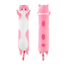 Gato de Pelúcia Gigante de 90cm com Rabo, Brinquedo Super Macio Rosa, Travesseiro Abraçável para Dormir para Crianças e Adultos