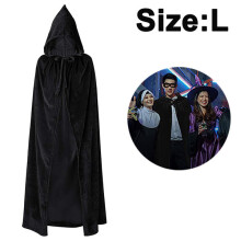 Schwarzer Kapuzenumhang, Größe L (150 cm), dehnbares, knitterfreies Material, warm und blickdicht (ideal für Cosplay)