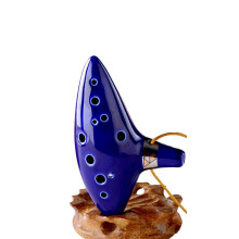 12 Hole Ceramic Alto C Ocarina Flute Blue Instrument with Clear Resonant Tone